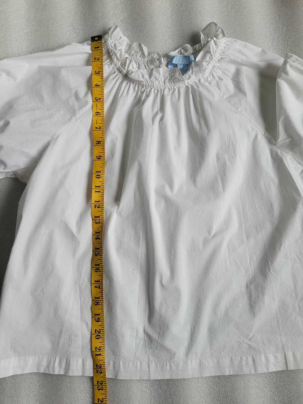 Hill House Kit Top White Puff Sleeve Peasant Blouse With Ruffle Trim XL - Picture 10 of 11